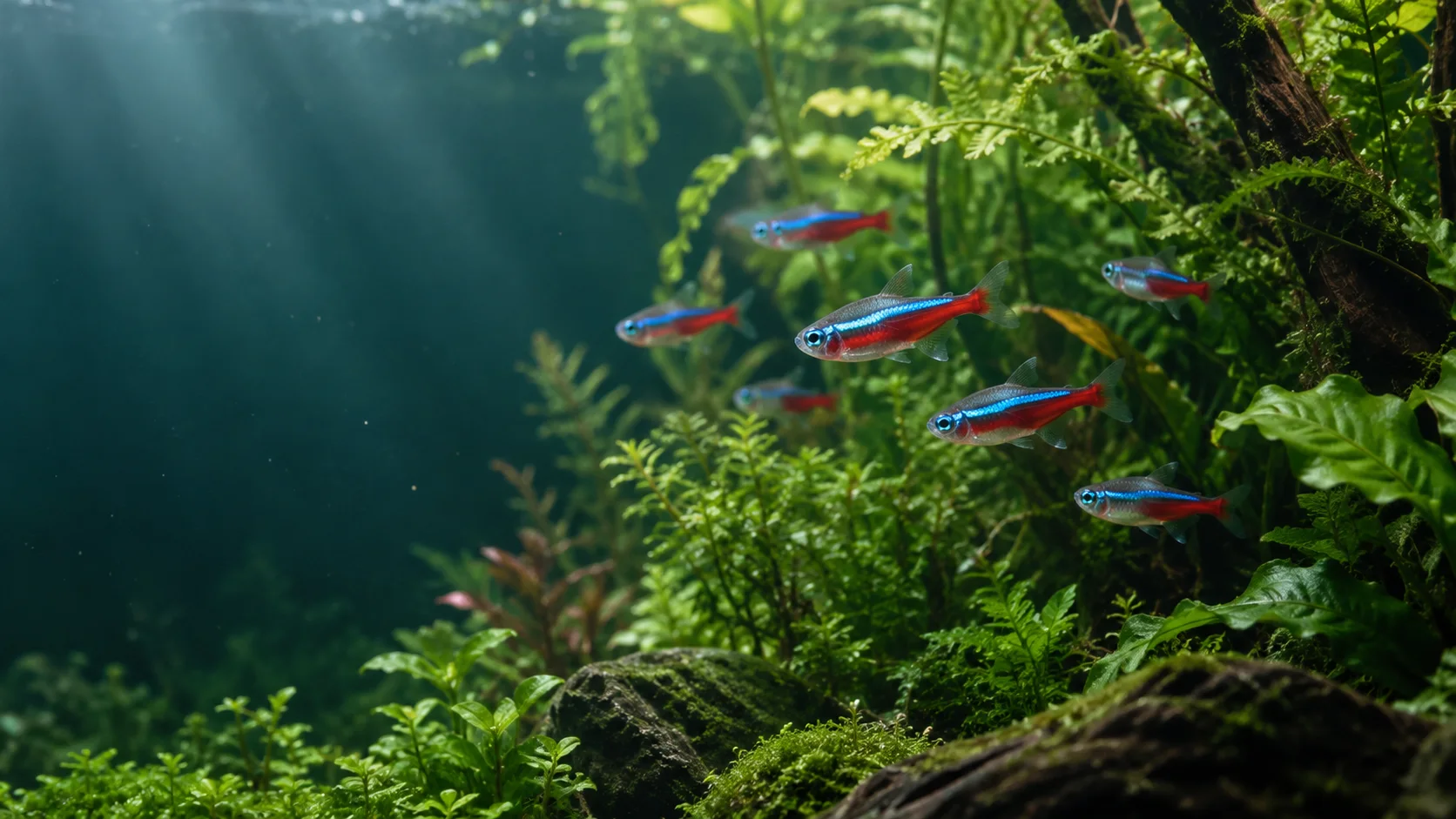 Poissons dans un aquarium planté